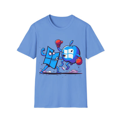Microsoft Fighting Apple T-Shirt, Geeky Windows vs Mac Tee, Tech Enthusiast Apparel, Unique Gift for Computer Nerds