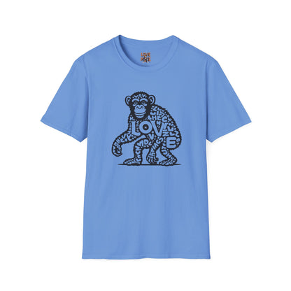 T-shirt with Love Monkey Print, Stylish & Cool Casual Wear, Great for Expressing Personality, Perfect Gift Idea