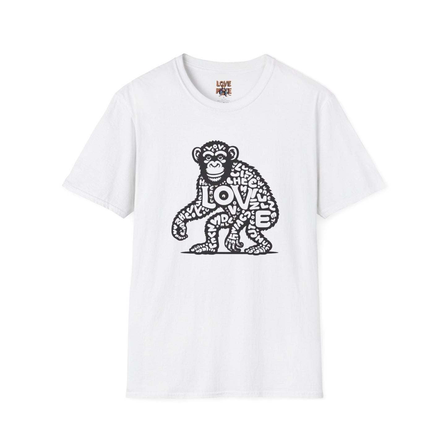 T-shirt with Love Monkey Print, Stylish & Cool Casual Wear, Great for Expressing Personality, Perfect Gift Idea