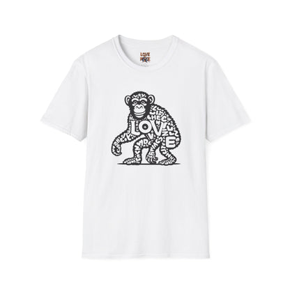 T-shirt with Love Monkey Print, Stylish & Cool Casual Wear, Great for Expressing Personality, Perfect Gift Idea