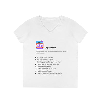 Apple Pie Recipe Top - Ladies' V-Neck T-Shirt