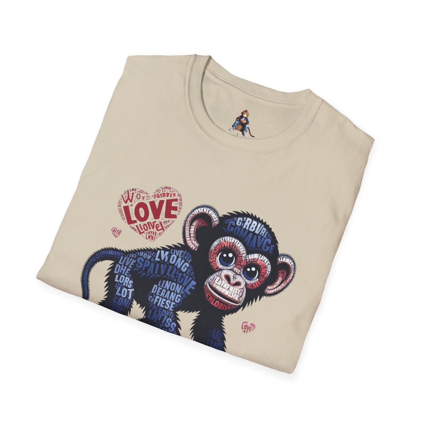 T-Shirt Love Monkey - Cool, Stylish & Trendy Unisex Softstyle Tee for Casual Wear, Perfect Gift for Friends and Family