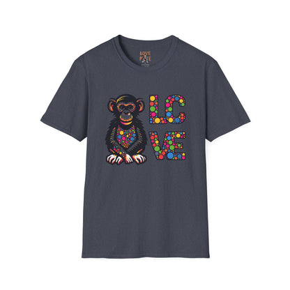 T-Shirt Love Monkey - Unisex Softstyle Casual Wear, Fashionable & Unique Gift for Friends, Family, Birthdays and More