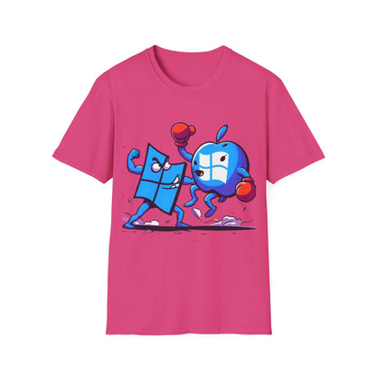 Microsoft Fighting Apple T-Shirt, Geeky Windows vs Mac Tee, Tech Enthusiast Apparel, Unique Gift for Computer Nerds