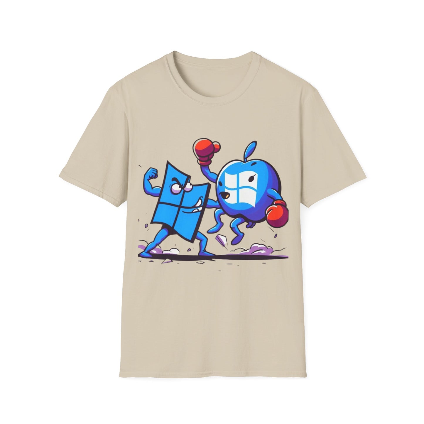 Microsoft Fighting Apple T-Shirt, Geeky Windows vs Mac Tee, Tech Enthusiast Apparel, Unique Gift for Computer Nerds