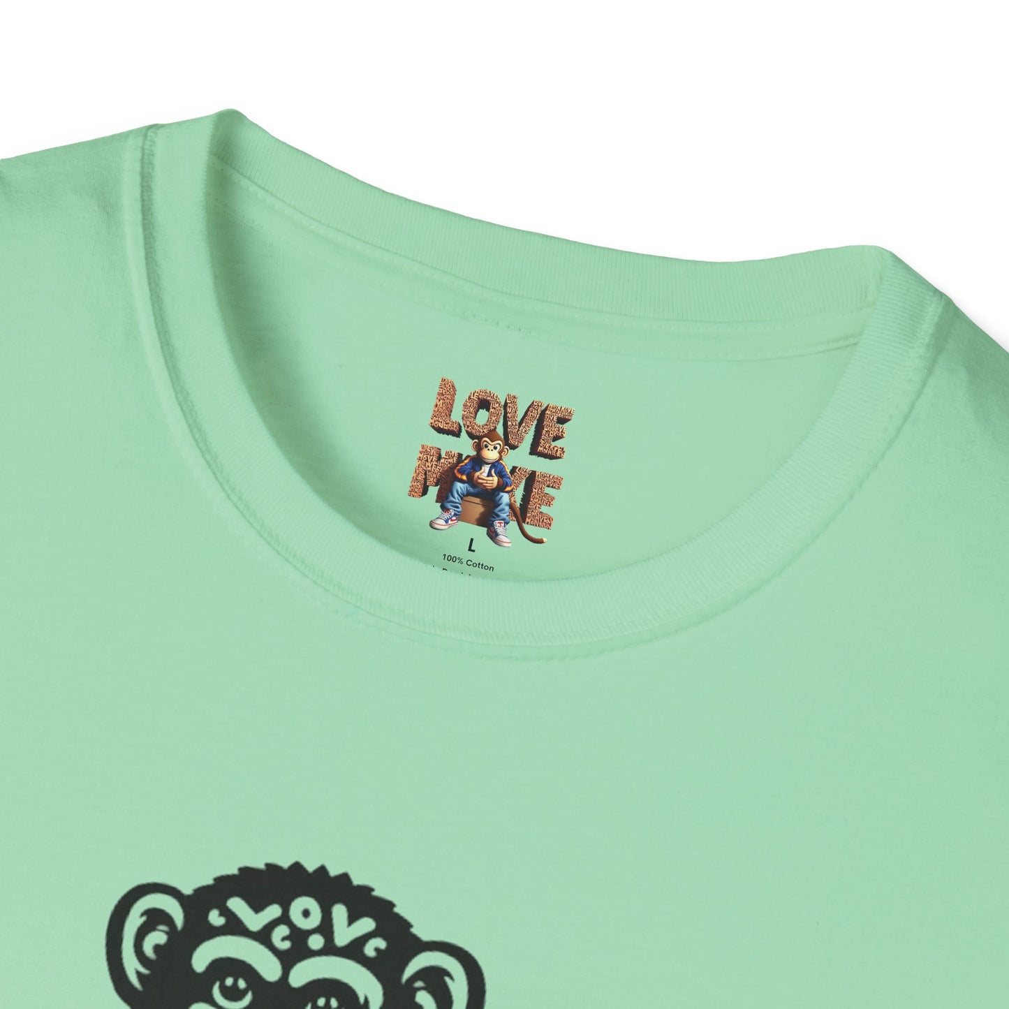 T-shirt with Love Monkey Print, Stylish & Cool Casual Wear, Great for Expressing Personality, Perfect Gift Idea