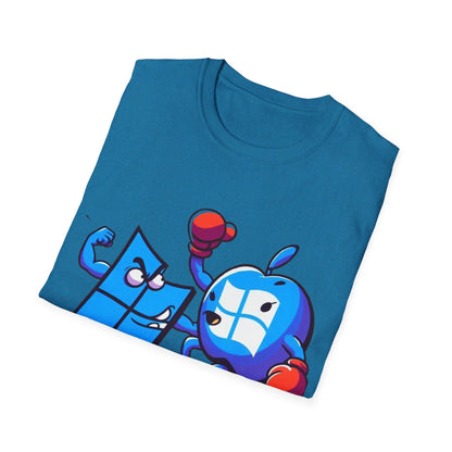 Microsoft Fighting Apple T-Shirt, Geeky Windows vs Mac Tee, Tech Enthusiast Apparel, Unique Gift for Computer Nerds