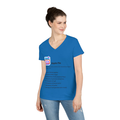 Apple Pie Recipe Top - Ladies' V-Neck T-Shirt