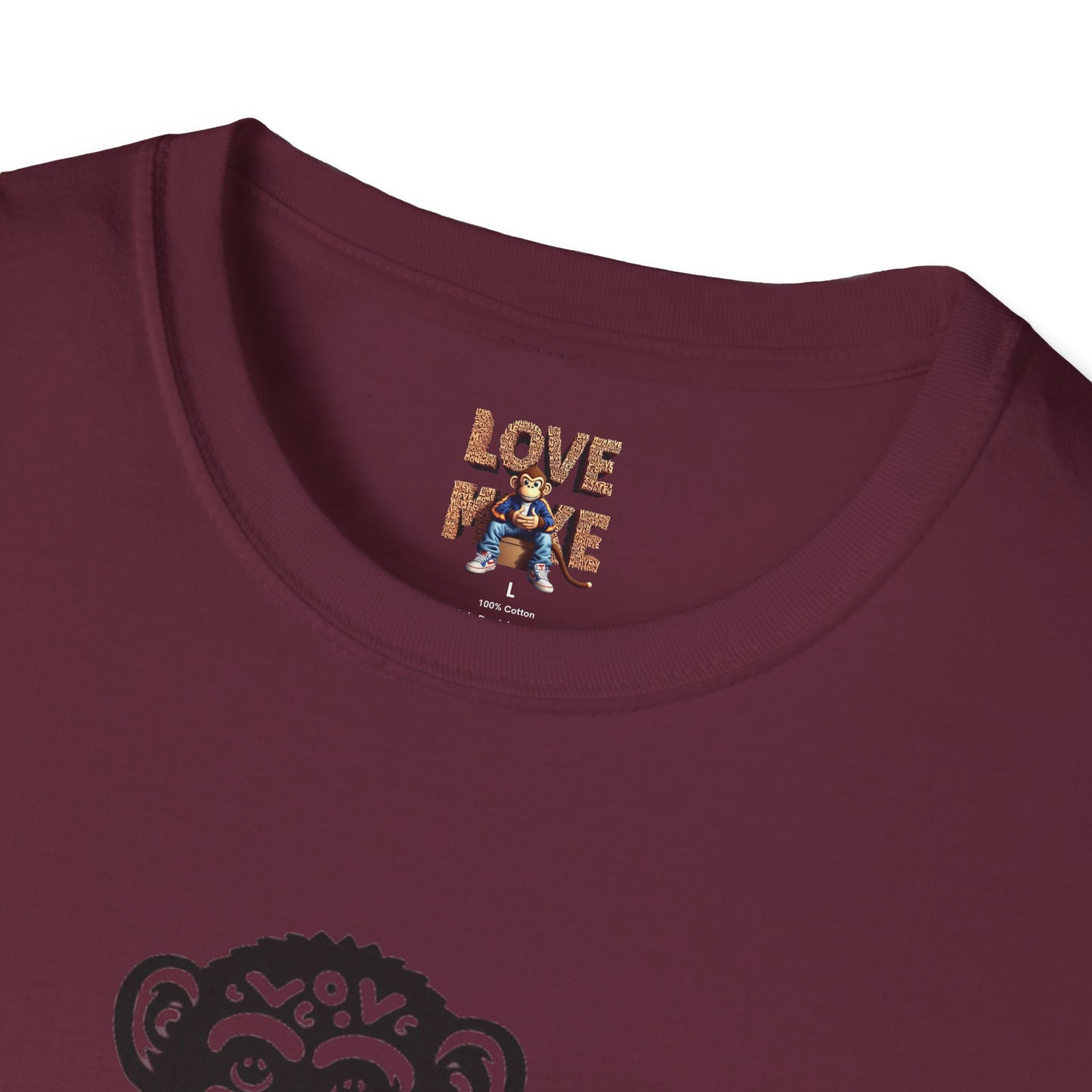 T-shirt with Love Monkey Print, Stylish & Cool Casual Wear, Great for Expressing Personality, Perfect Gift Idea