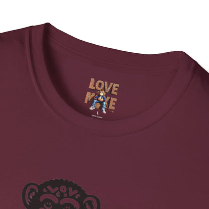 T-shirt with Love Monkey Print, Stylish & Cool Casual Wear, Great for Expressing Personality, Perfect Gift Idea