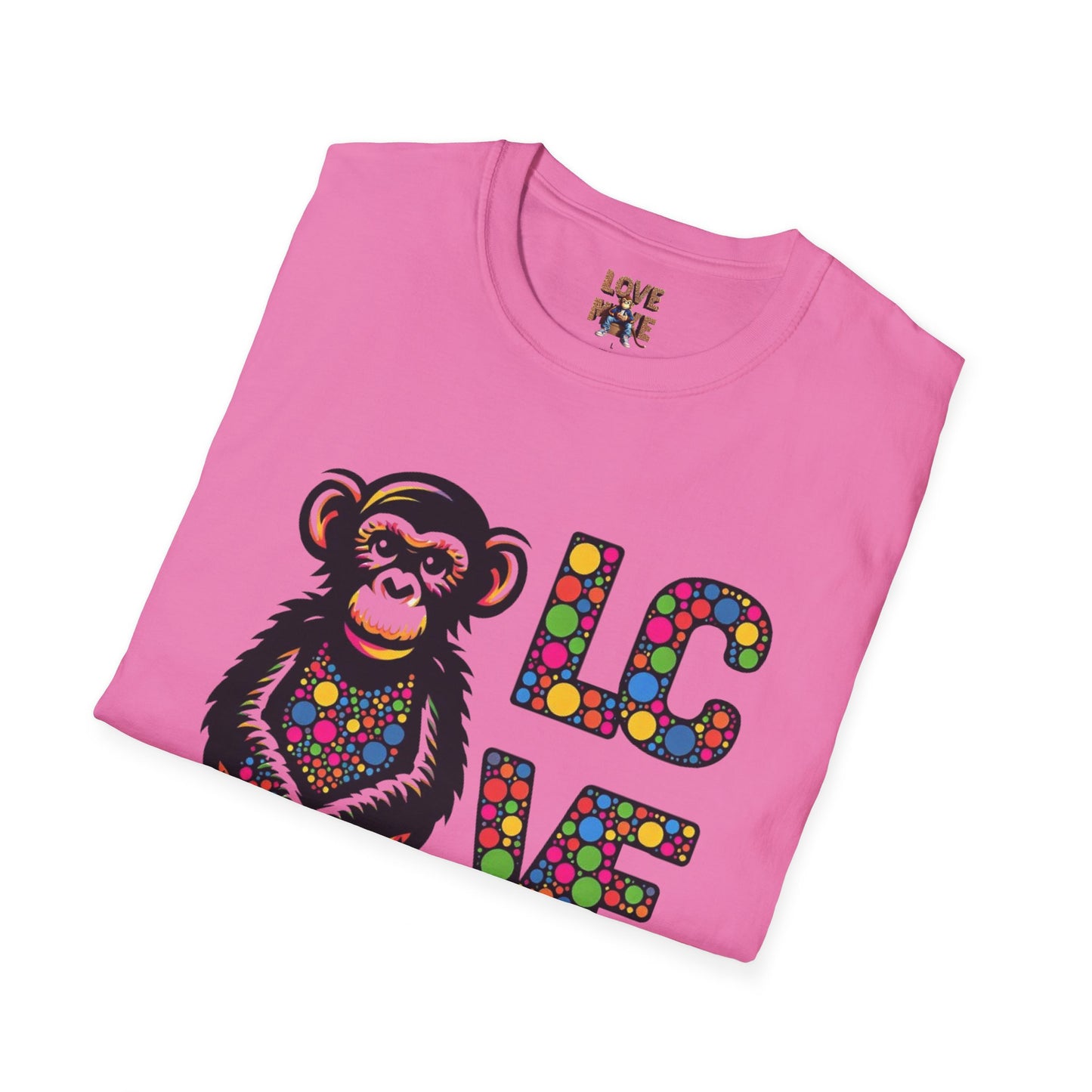 T-Shirt Love Monkey - Unisex Softstyle Casual Wear, Fashionable & Unique Gift for Friends, Family, Birthdays and More