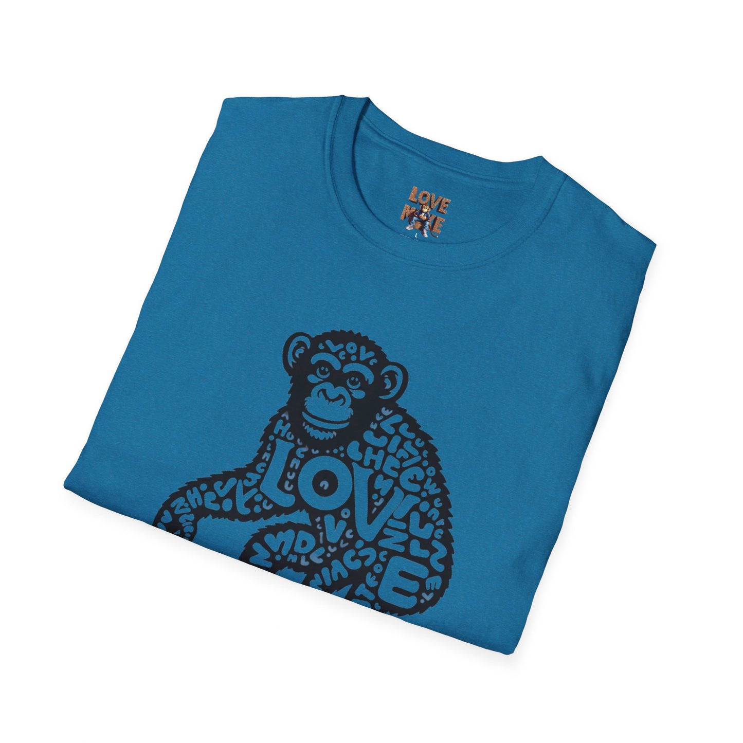 T-shirt with Love Monkey Print, Stylish & Cool Casual Wear, Great for Expressing Personality, Perfect Gift Idea