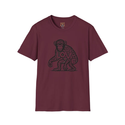 T-shirt with Love Monkey Print, Stylish & Cool Casual Wear, Great for Expressing Personality, Perfect Gift Idea