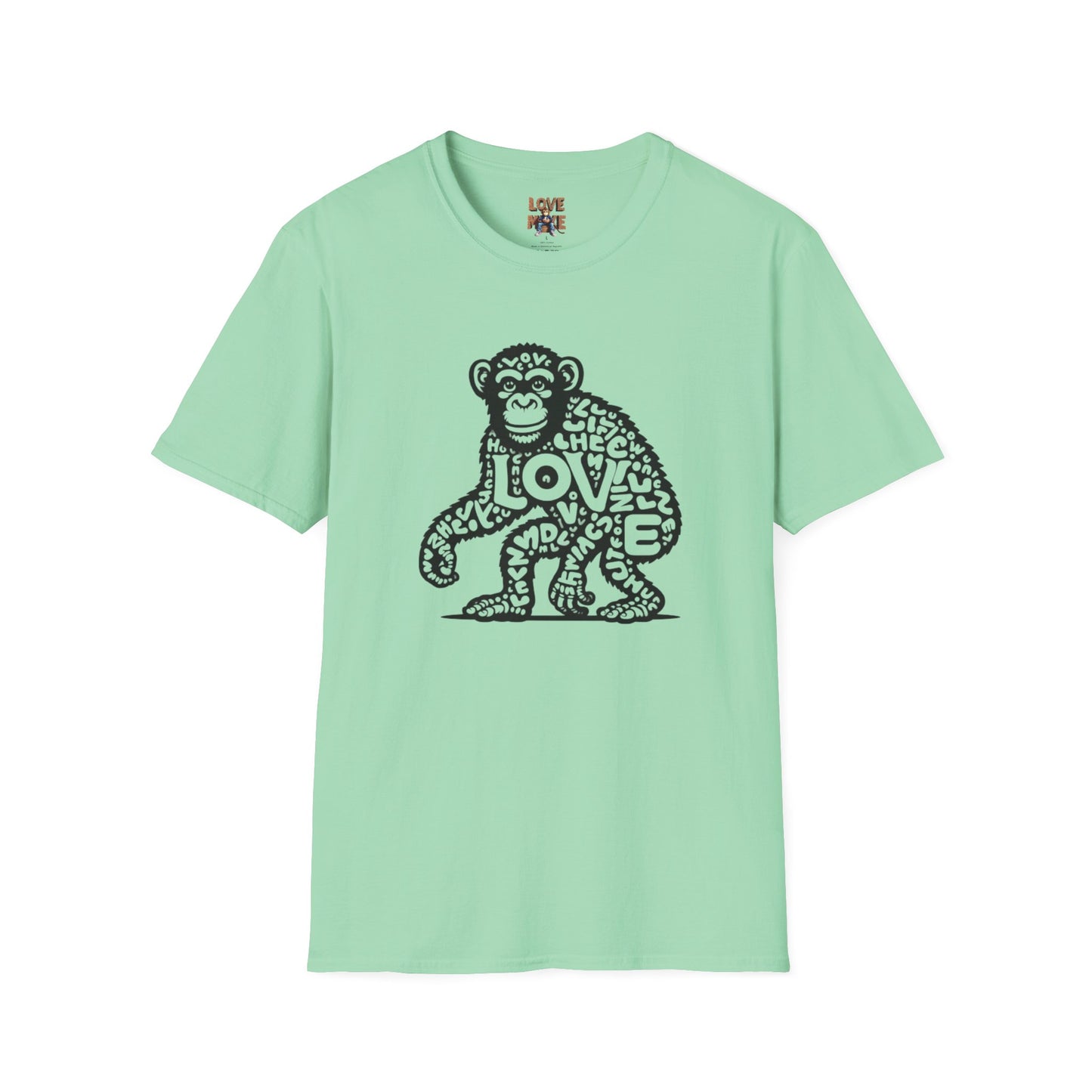 T-shirt with Love Monkey Print, Stylish & Cool Casual Wear, Great for Expressing Personality, Perfect Gift Idea