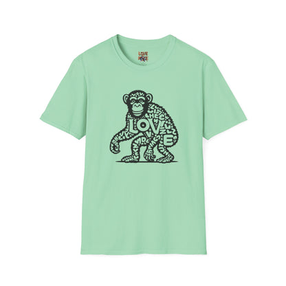 T-shirt with Love Monkey Print, Stylish & Cool Casual Wear, Great for Expressing Personality, Perfect Gift Idea