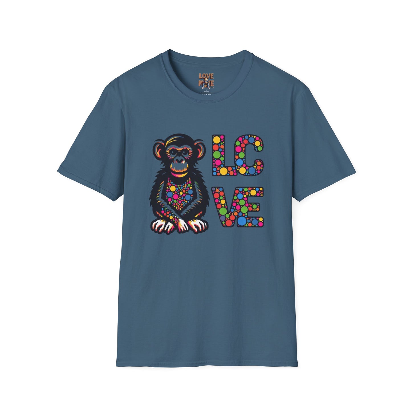 T-Shirt Love Monkey - Unisex Softstyle Casual Wear, Fashionable & Unique Gift for Friends, Family, Birthdays and More