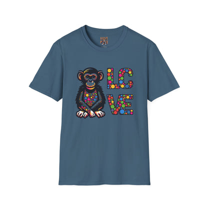 T-Shirt Love Monkey - Unisex Softstyle Casual Wear, Fashionable & Unique Gift for Friends, Family, Birthdays and More