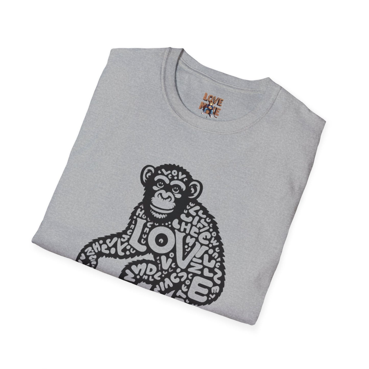 T-shirt with Love Monkey Print, Stylish & Cool Casual Wear, Great for Expressing Personality, Perfect Gift Idea