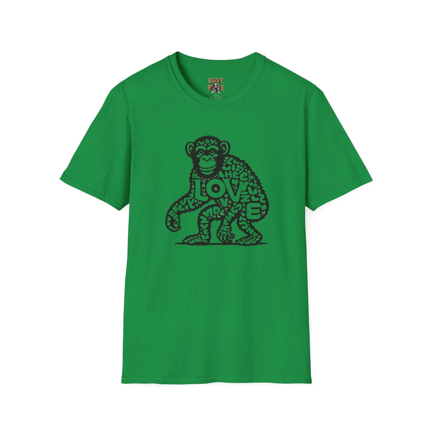 T-shirt with Love Monkey Print, Stylish & Cool Casual Wear, Great for Expressing Personality, Perfect Gift Idea