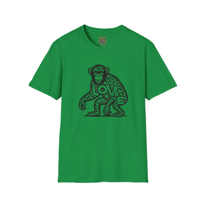 T-shirt with Love Monkey Print, Stylish & Cool Casual Wear, Great for Expressing Personality, Perfect Gift Idea