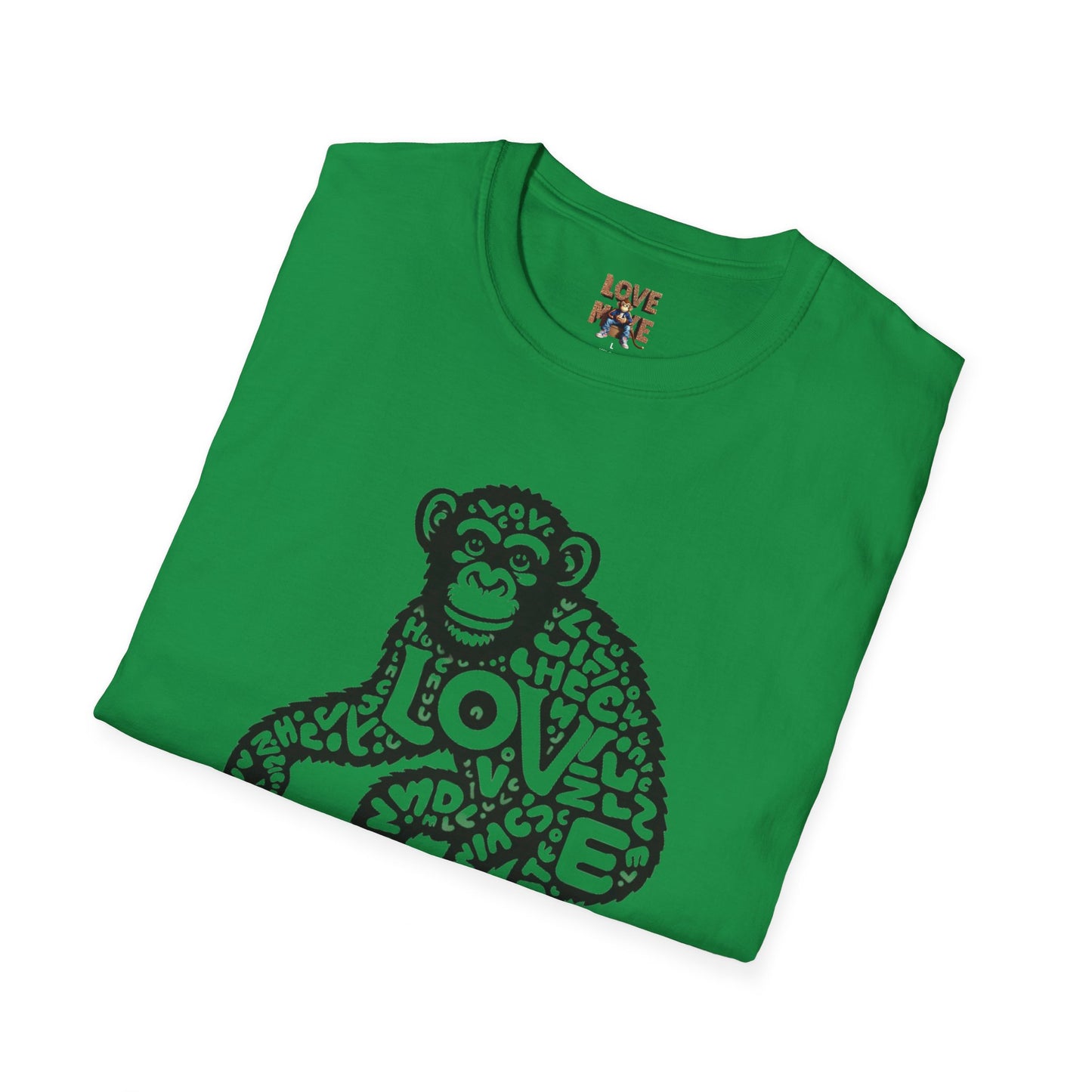 T-shirt with Love Monkey Print, Stylish & Cool Casual Wear, Great for Expressing Personality, Perfect Gift Idea