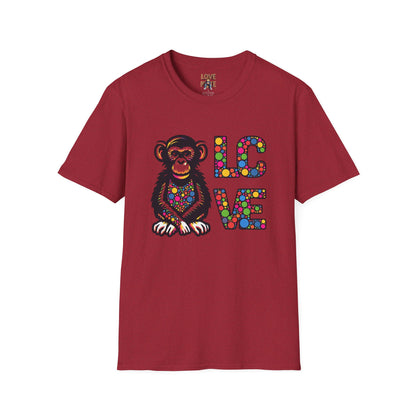 T-Shirt Love Monkey - Unisex Softstyle Casual Wear, Fashionable & Unique Gift for Friends, Family, Birthdays and More