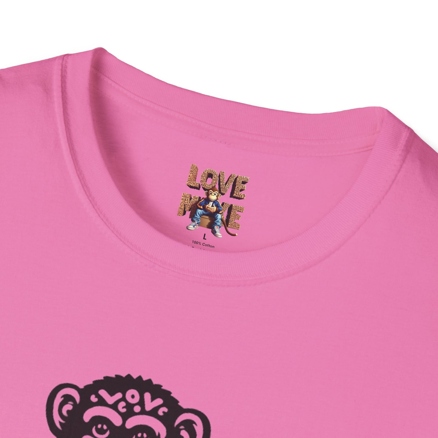T-shirt with Love Monkey Print, Stylish & Cool Casual Wear, Great for Expressing Personality, Perfect Gift Idea