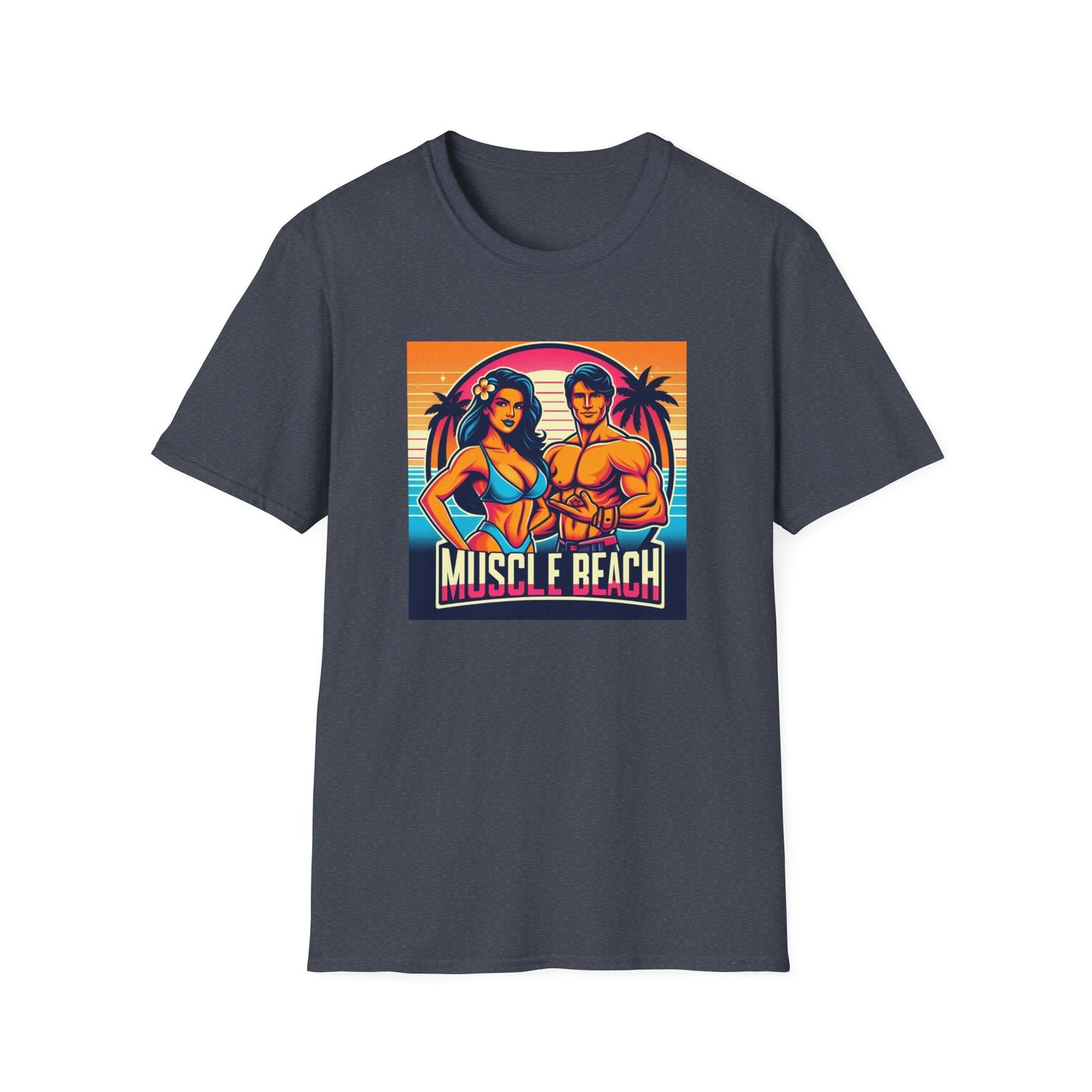 Muscle Beach T-Shirt, Vintage-Inspired Fitness Tee, Perfect for Gym Enthusiasts, Unique Bodybuilding Gift Idea
