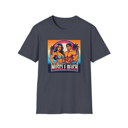 Muscle Beach T-Shirt, Vintage-Inspired Fitness Tee, Perfect for Gym Enthusiasts, Unique Bodybuilding Gift Idea