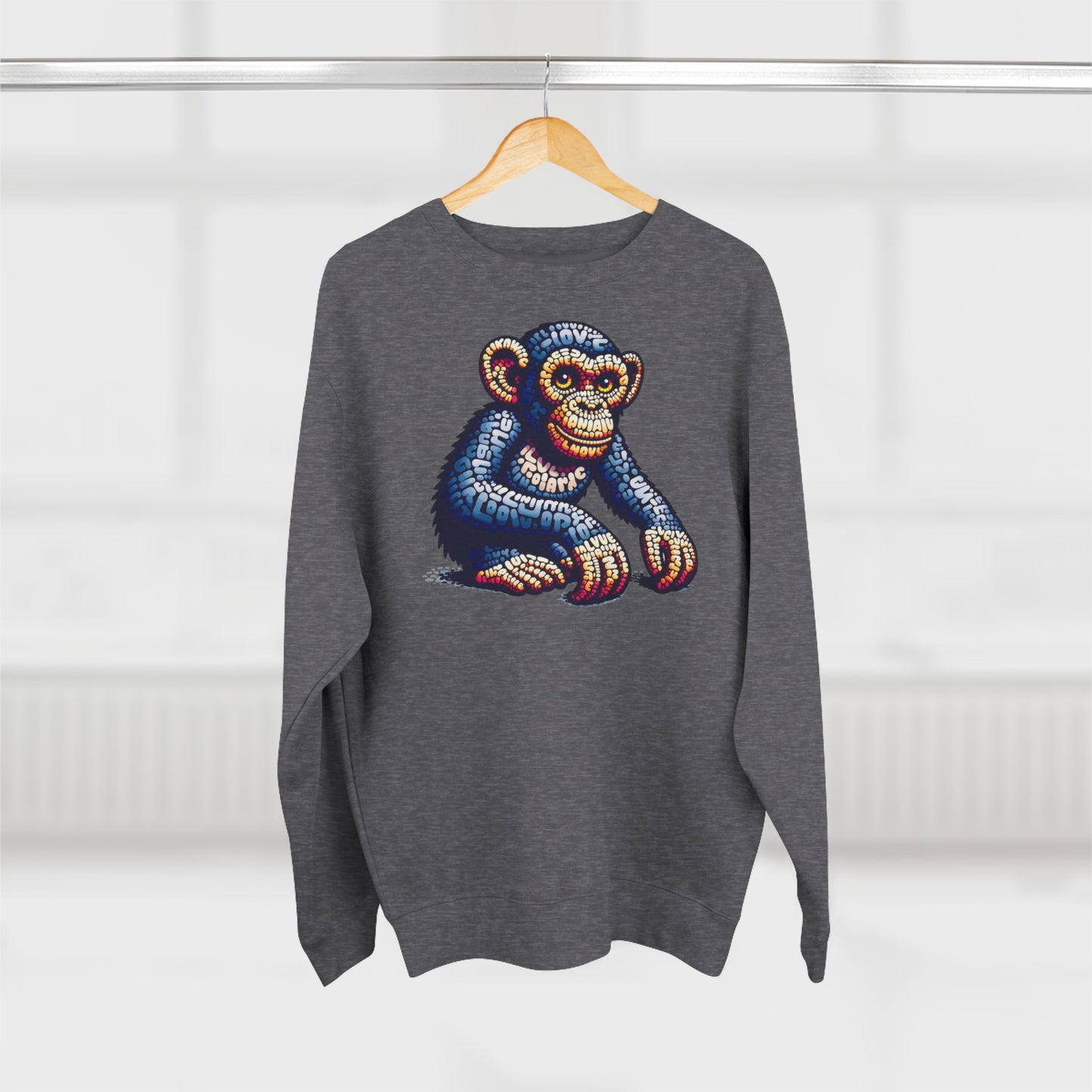 Love Monkey Sweatshirt, Unisex Premium Crewneck, Cosy Casual Wear for Him & Her, Ideal Anniversary or Birthday Gift