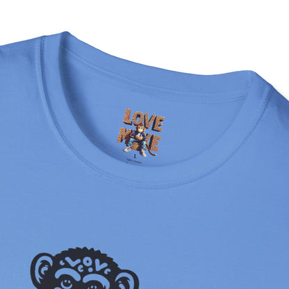T-shirt with Love Monkey Print, Stylish & Cool Casual Wear, Great for Expressing Personality, Perfect Gift Idea