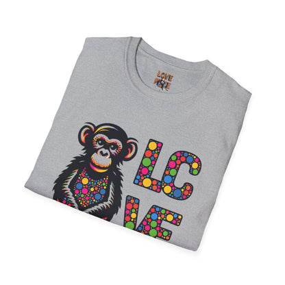 T-Shirt Love Monkey - Unisex Softstyle Casual Wear, Fashionable & Unique Gift for Friends, Family, Birthdays and More