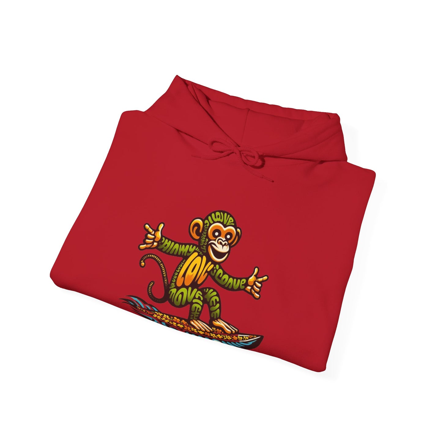 Hoodie Love Monkey Design, Cool Surfer Style Tee, Perfect for Beach Days, Great Gift for Surf Lovers