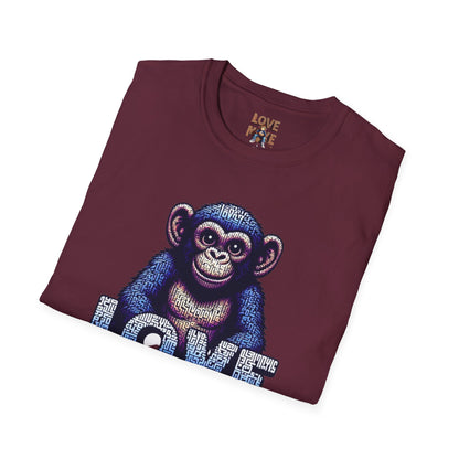 Love Monkey T-Shirt - Unique Designer Graphic Tee, Perfect Casual Wear, Ideal Designer Wear Gift