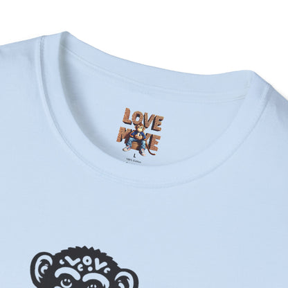 T-shirt with Love Monkey Print, Stylish & Cool Casual Wear, Great for Expressing Personality, Perfect Gift Idea