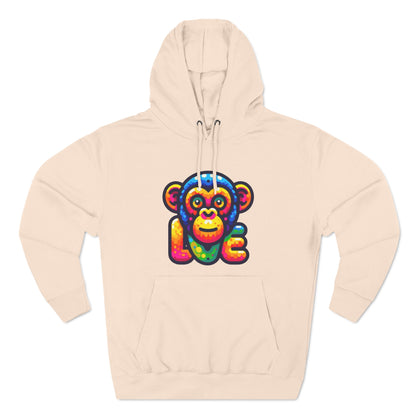 Hoodie with Love Monkey Design, Unisex Premium Crewneck, Stylish & Comfortable Outfit, Great Gift for Friends or Loved Ones