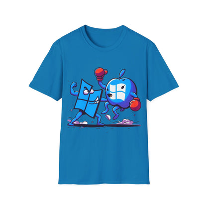 Microsoft Fighting Apple T-Shirt, Geeky Windows vs Mac Tee, Tech Enthusiast Apparel, Unique Gift for Computer Nerds