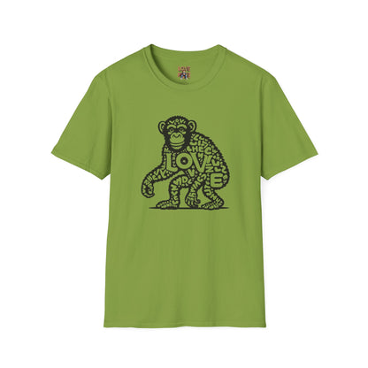 T-shirt with Love Monkey Print, Stylish & Cool Casual Wear, Great for Expressing Personality, Perfect Gift Idea