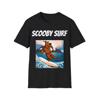 Surfing T-Shirt Scooby Surf - Unisex Softstyle Tee, Perfect for Beach Lovers & Water Sports Enthusiasts, Great Gift Idea