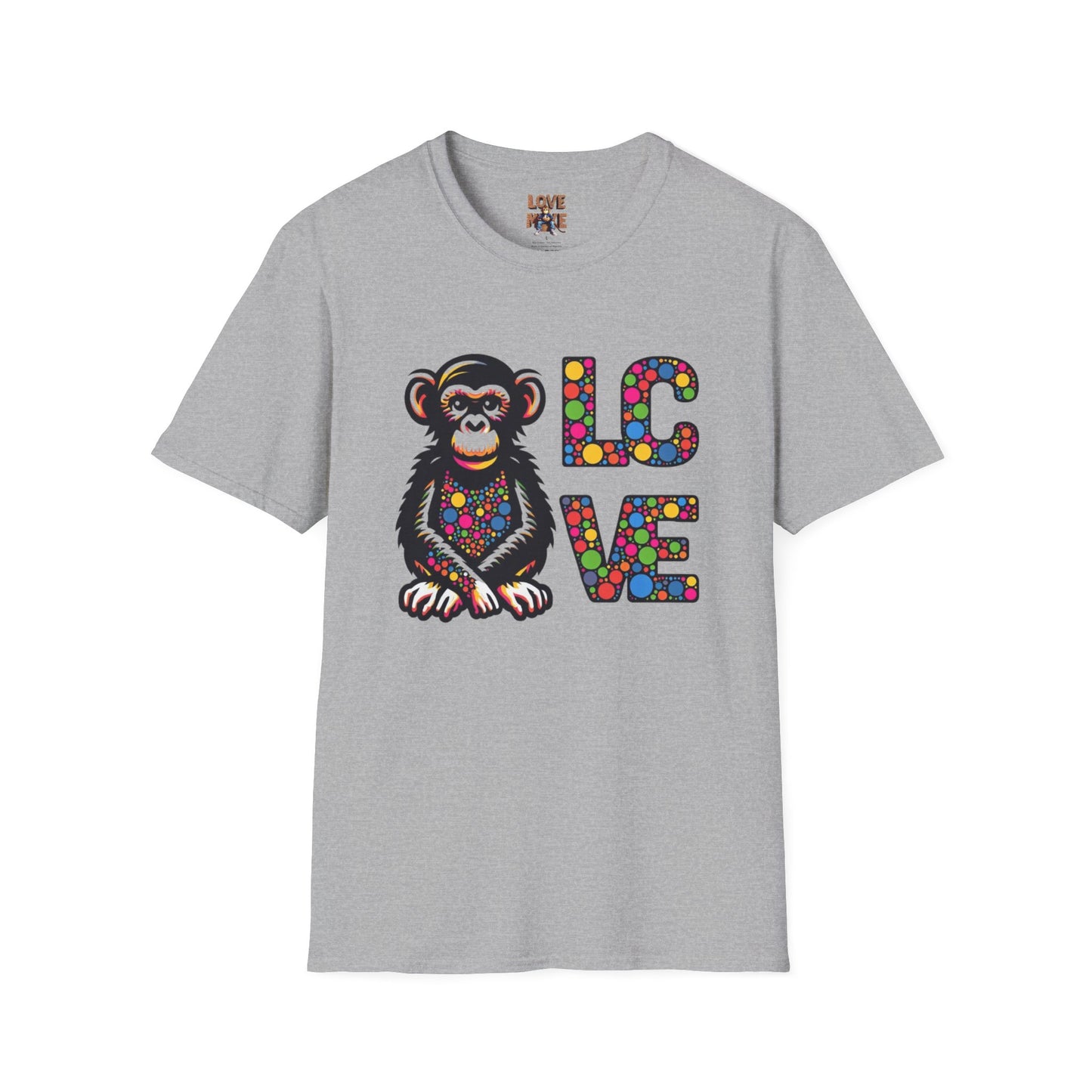 T-Shirt Love Monkey - Unisex Softstyle Casual Wear, Fashionable & Unique Gift for Friends, Family, Birthdays and More