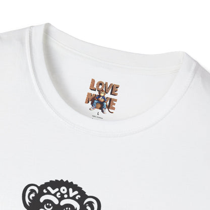T-shirt with Love Monkey Print, Stylish & Cool Casual Wear, Great for Expressing Personality, Perfect Gift Idea