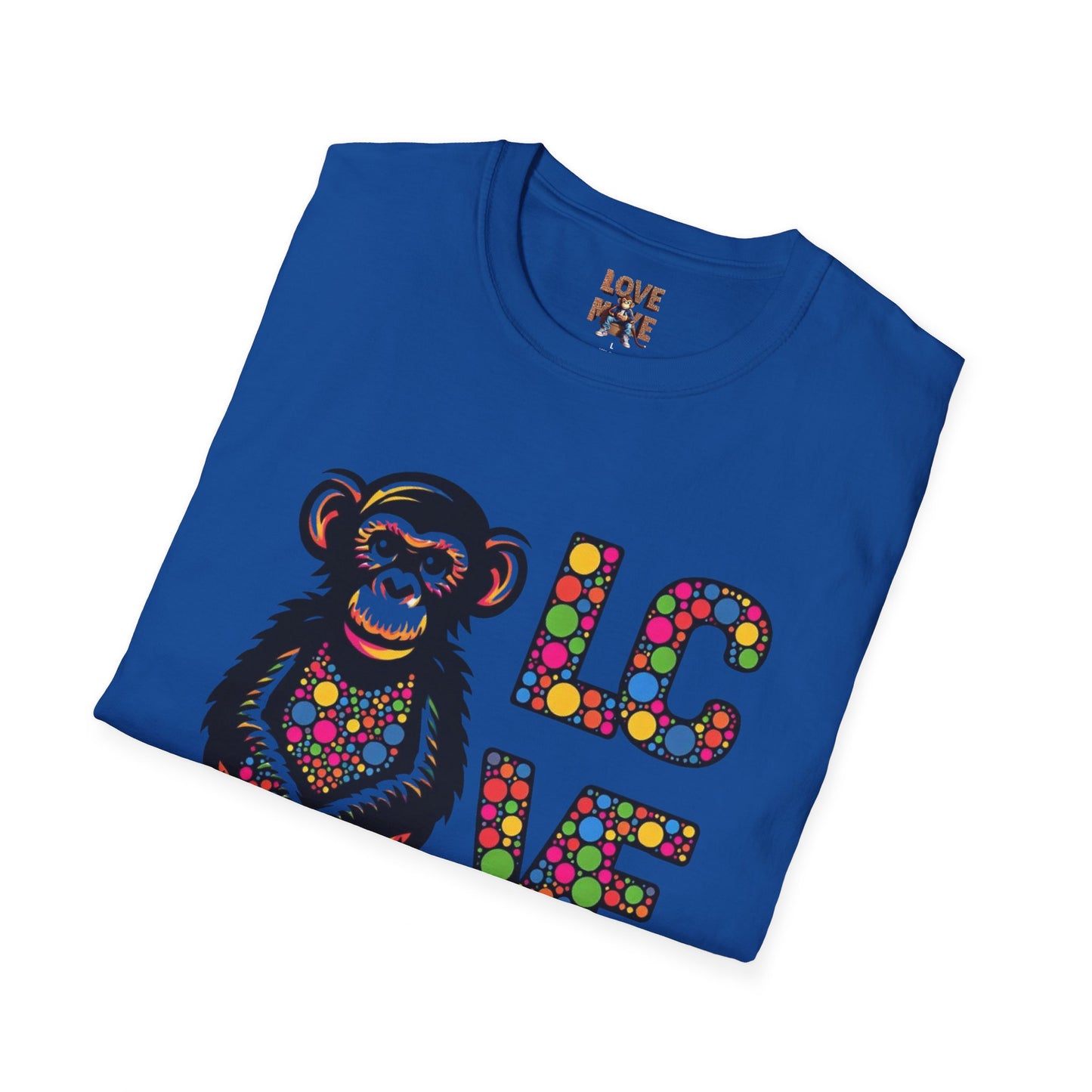 T-Shirt Love Monkey - Unisex Softstyle Casual Wear, Fashionable & Unique Gift for Friends, Family, Birthdays and More