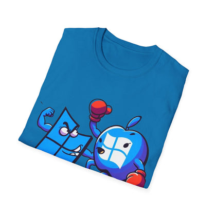 Microsoft Fighting Apple T-Shirt, Geeky Windows vs Mac Tee, Tech Enthusiast Apparel, Unique Gift for Computer Nerds