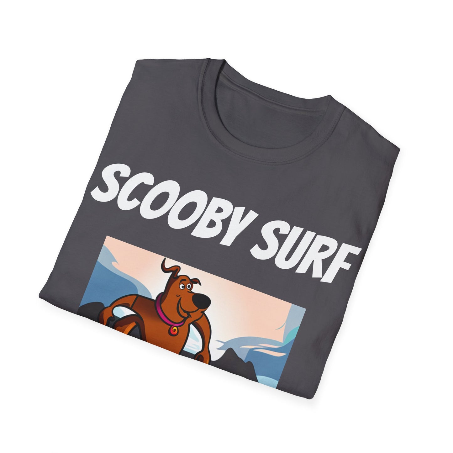 Surfing T-Shirt Scooby Surf - Unisex Softstyle Tee, Perfect for Beach Lovers & Water Sports Enthusiasts, Great Gift Idea