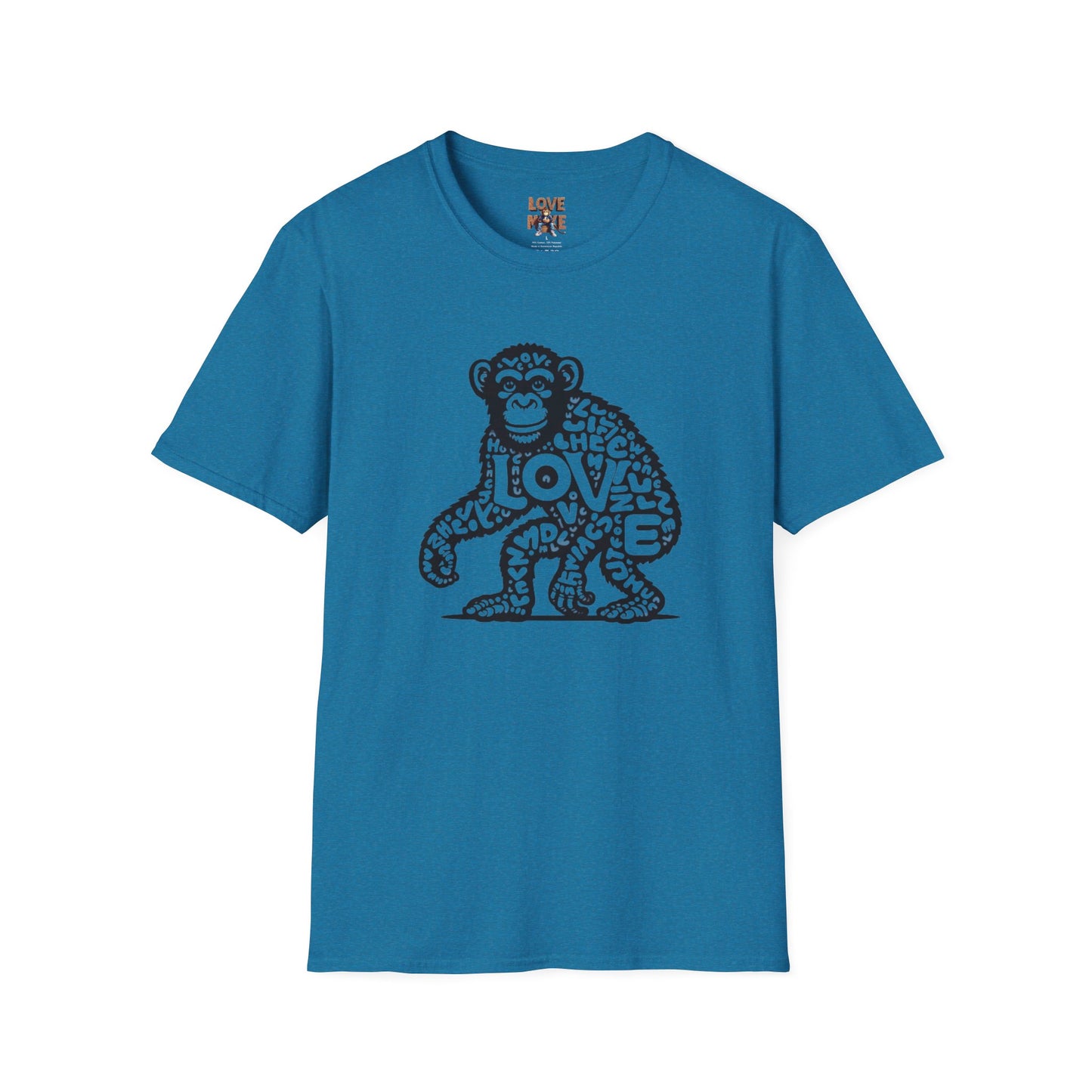 T-shirt with Love Monkey Print, Stylish & Cool Casual Wear, Great for Expressing Personality, Perfect Gift Idea