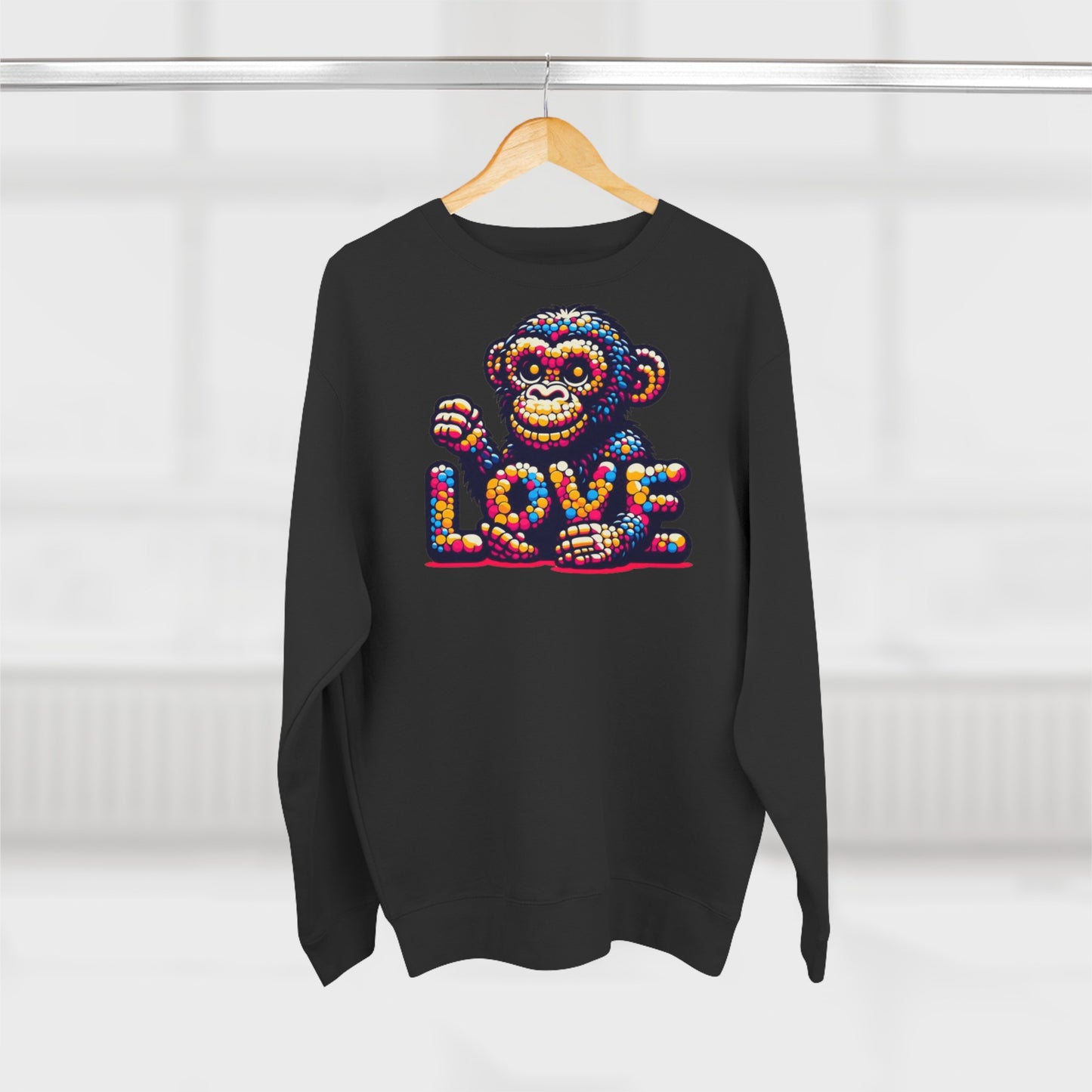 Love Monkey Sweatshirt, Unisex Premium Crewneck, Cozy Casual Wear for Him & Her, Ideal Christmas or Birthday Gift