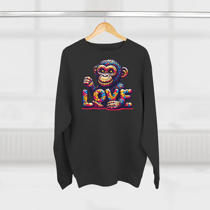 Love Monkey Sweatshirt, Unisex Premium Crewneck, Cozy Casual Wear for Him & Her, Ideal Christmas or Birthday Gift