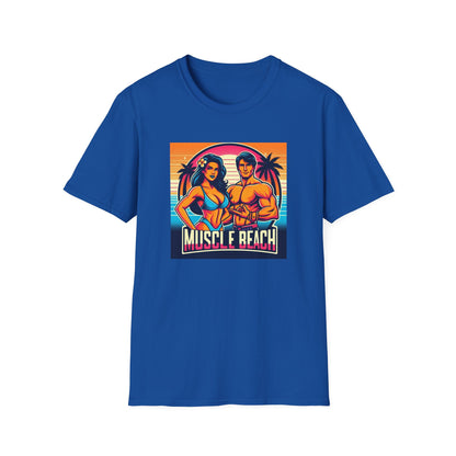 Muscle Beach T-Shirt, Vintage-Inspired Fitness Tee, Perfect for Gym Enthusiasts, Unique Bodybuilding Gift Idea