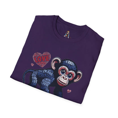 T-Shirt Love Monkey - Cool, Stylish & Trendy Unisex Softstyle Tee for Casual Wear, Perfect Gift for Friends and Family