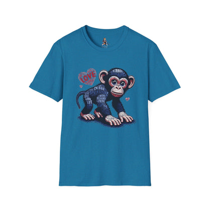 T-Shirt Love Monkey - Cool, Stylish & Trendy Unisex Softstyle Tee for Casual Wear, Perfect Gift for Friends and Family